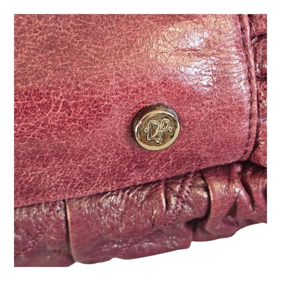 Donald J Pliner Plum/Wine/Burgundy Large Leather Handbag Purse Geometric Pattern - Picture 9 of 15
